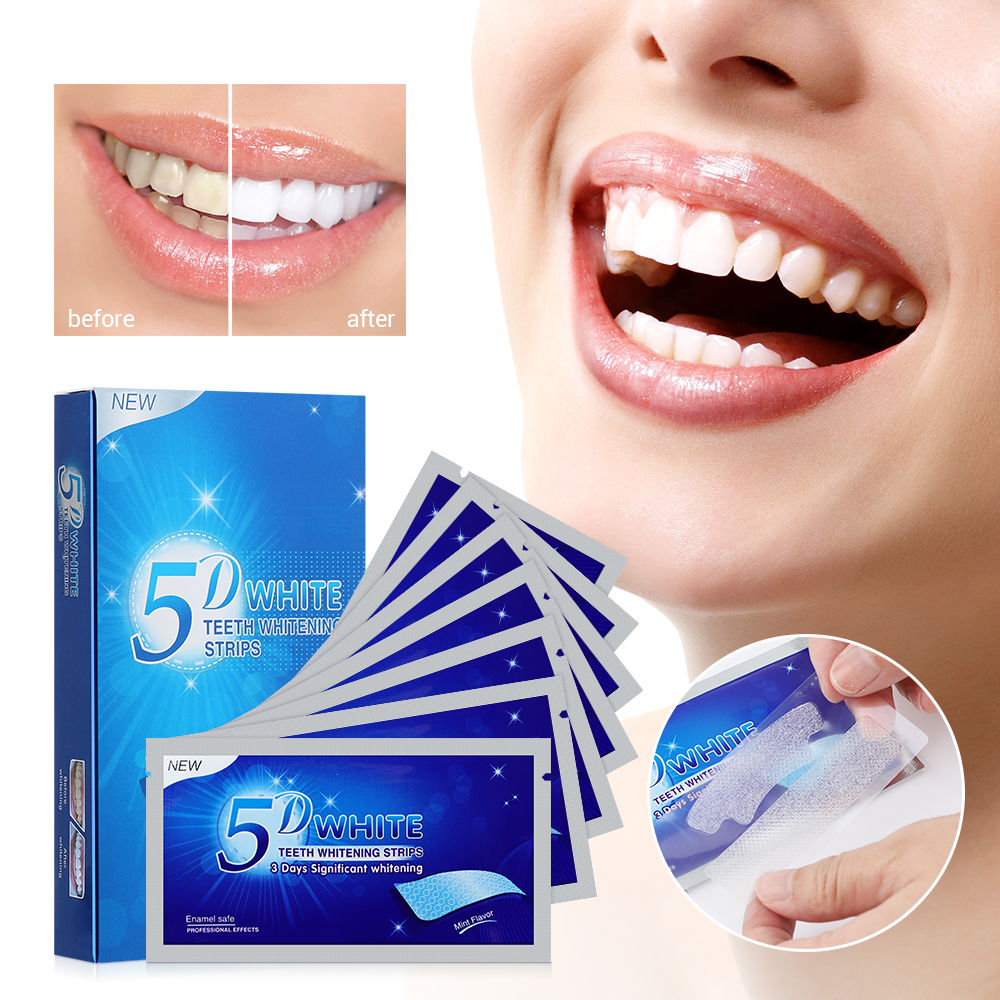 Teeth Whitening Bleaching Kit - 5D Teeth Whitening Strips Remove Yellow