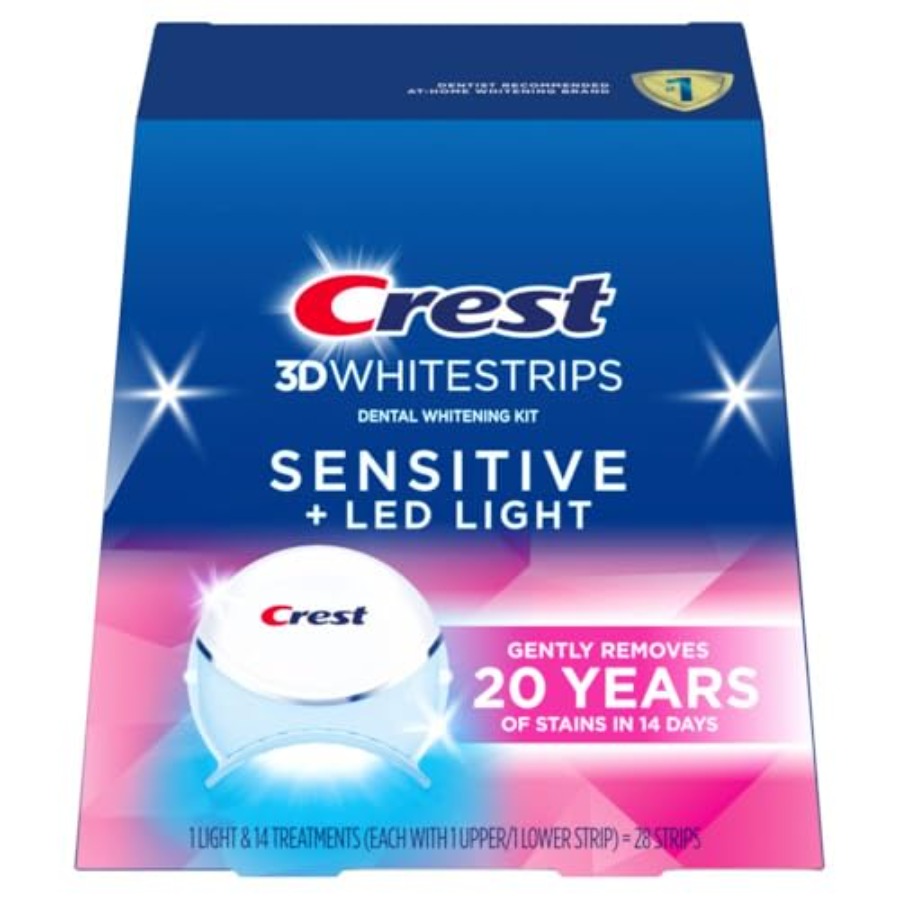 Crest 3D Whitestrips Sensitive - Teeth Whitening Kit With Light 评论和价格