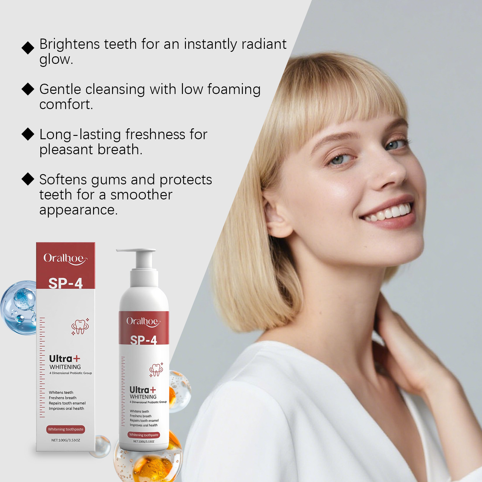 ORALHOE Whitening Toothpaste W - Teeth Whitening Or Tooth Whitening 评论和价格
